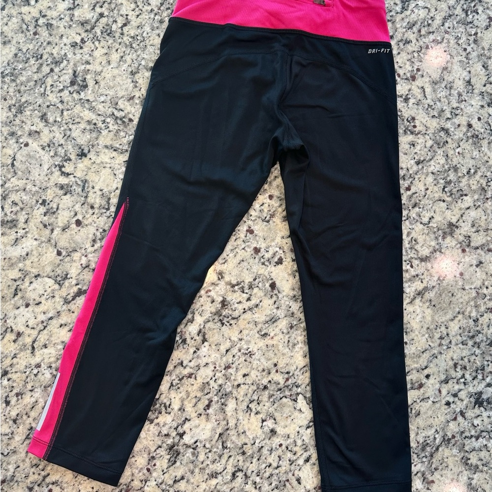 Nike Women’s Black & Pink Dri-Fit Workout Leggings Yoga Pants Size XS - Picture 2 of 6